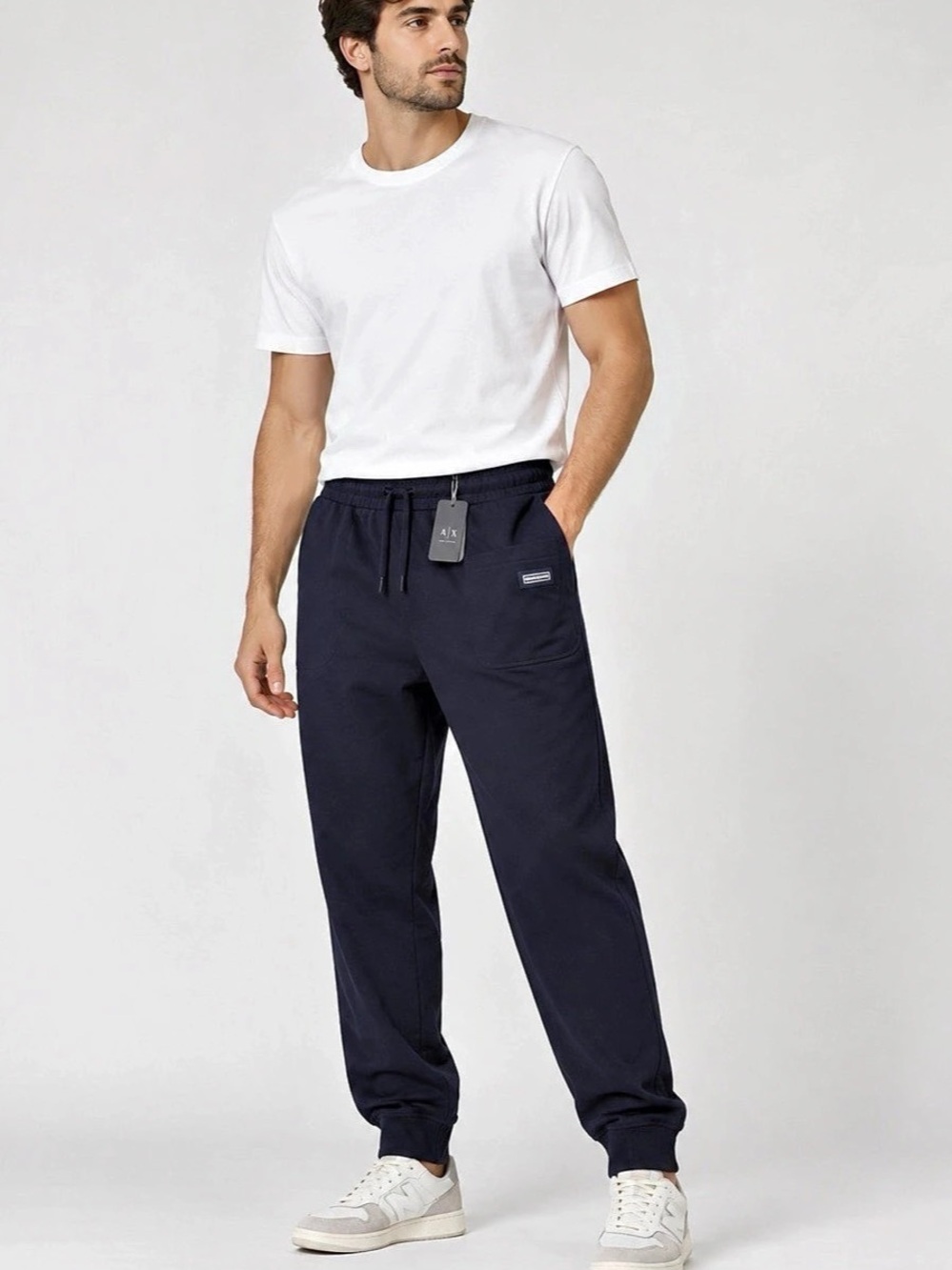 Armani Exchange Logo Patch Joggers Black Size Medium
